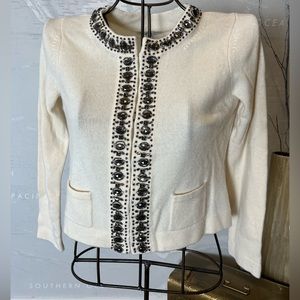 NWT Forth and Towne Allegory Wool Cashmere blend Jeweled Cardigan L Ivory